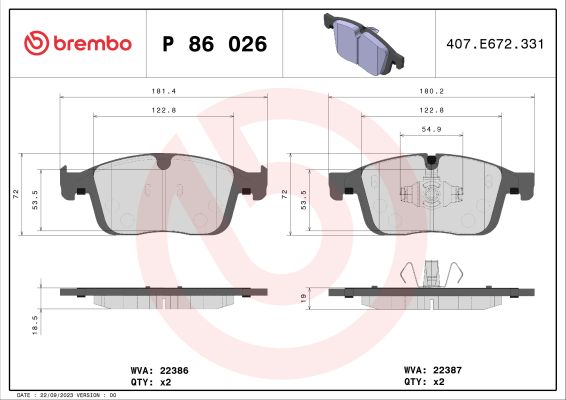 A.B.S. P 86 026 BREMBO Bremsbelagsatz, Scheibenbremse